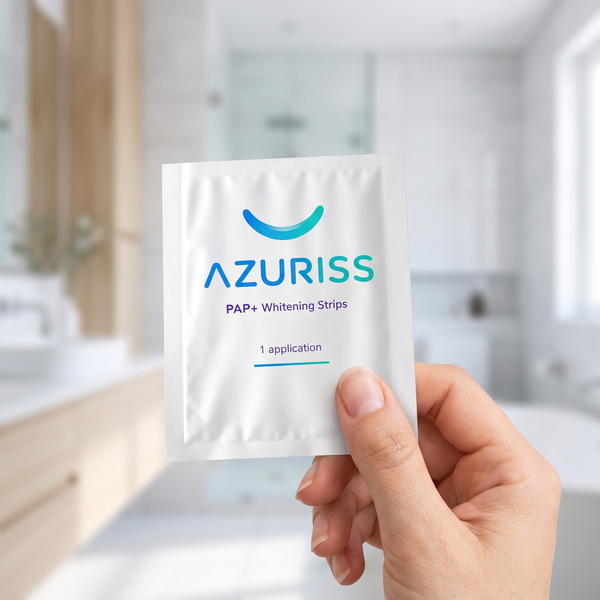 Ruka drží sáček Azuriss s jednou aplikací